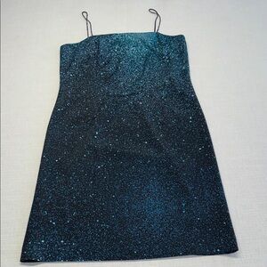 Vera Cristina Black Mini Dress with Teal & Purple Speckle